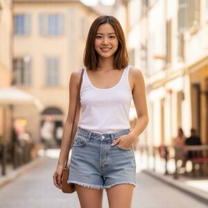 Mango Sz 6 Cut Off Festival Summer Denim Shorts